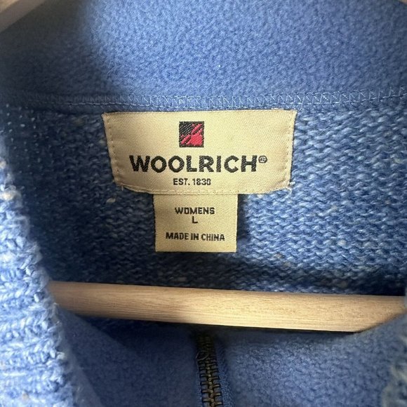 Woolrich Sweater Womens Large Blue Heather 1/4 Zip Lambs Wool Accent St… - Picture 3 of 10